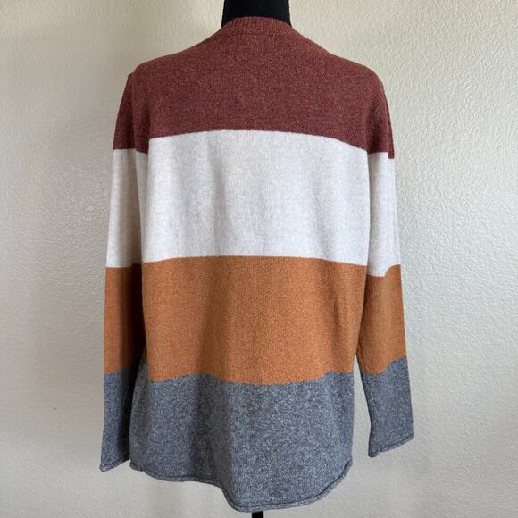 NWT Pinque Gina Crew Neck Block Stripped Sweater Rust Stone Combo Soft Size XL - Picture 2 of 10